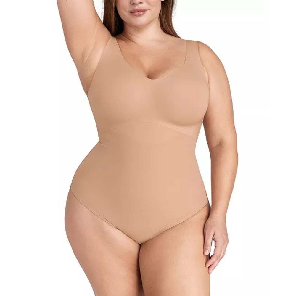 Honeylove Crossover Bodysuit Sand Beige Shapewear Leotard Plus Size 2X